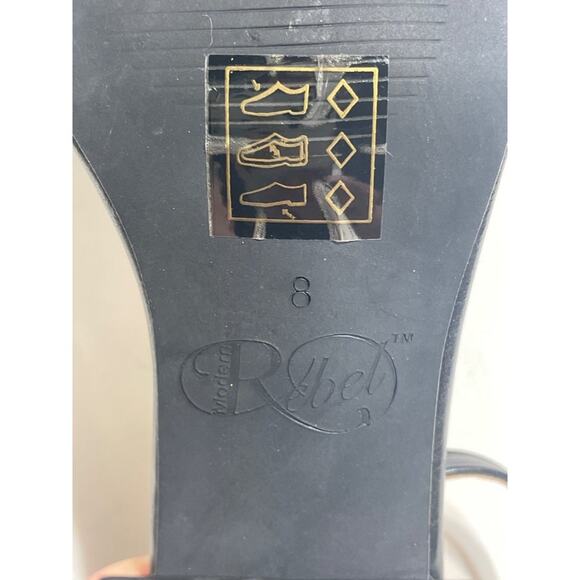 Modern Rebel Black Strappy Chunky Block Heel Sandals Women's Size 8 Open Toe - Picture 12 of 12